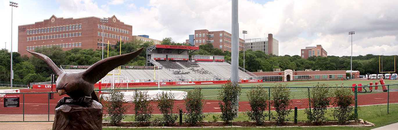 football stadium with running track visible