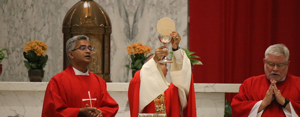 UIW priests perform the Liturgy of the Eucharist at the altar of Our Lady's Chapel
