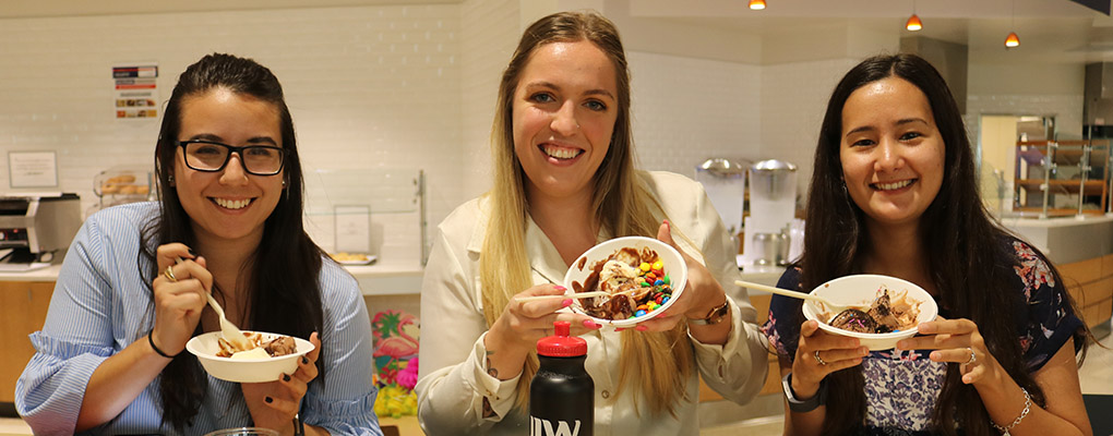 UIW staff members enjoy bowls of ice cream