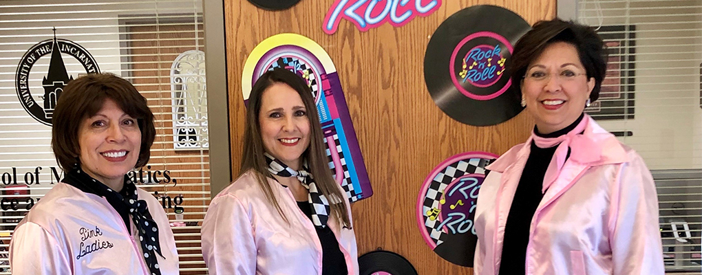 UIW community members dressed up as the Pink Ladies