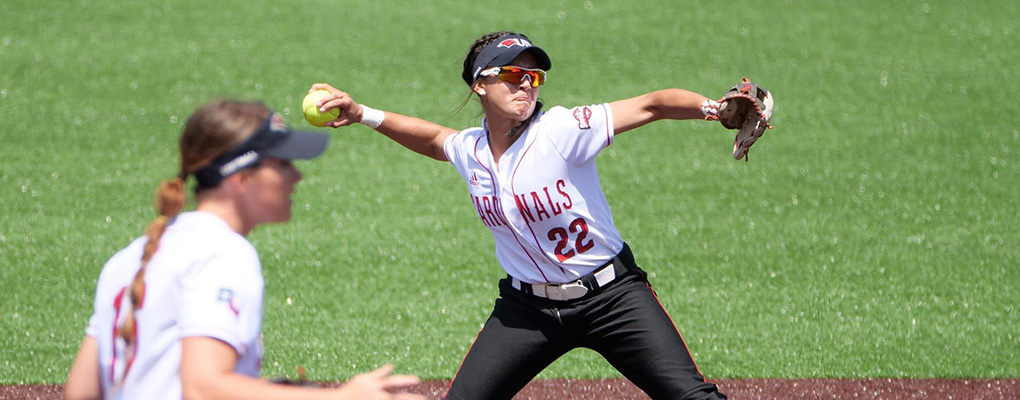 UIW softball player throws pitch