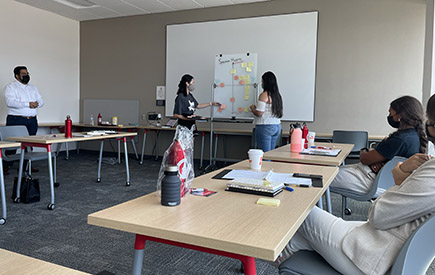 Students and professor in a classroom