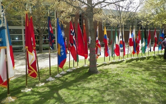 Photo of flags on the campus of the University of the Incarnate Word