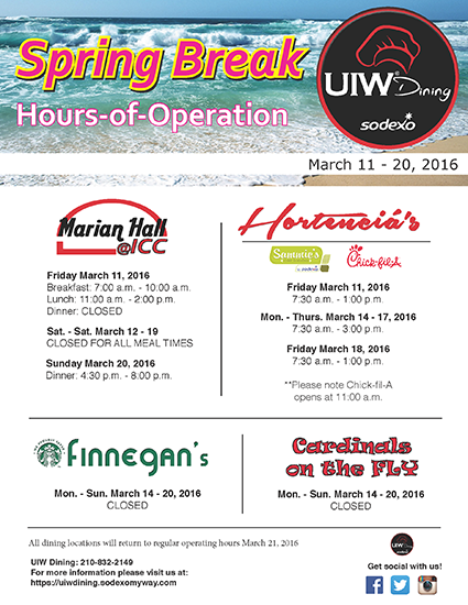 spring 2016 dining hours