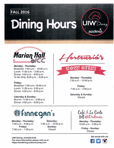 2016 fall uiw dining hours