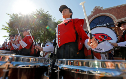 A percussionist plays the tenor drums
