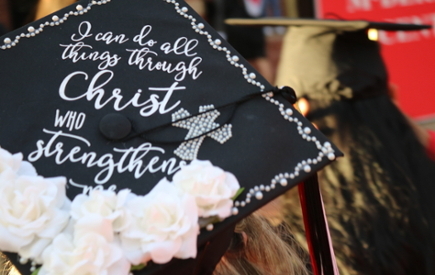A decorated graduation cap
