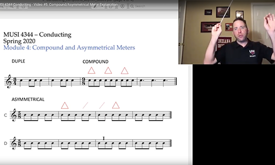 A screenshot of a UIW music professor's online class