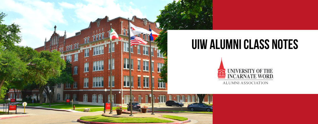 An image with a building and a text banner that says "Alumni Class Notes"