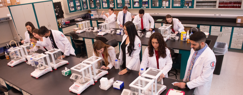 An archive photo of Feik School of Pharmacy students