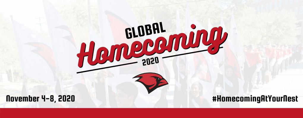 A banner that says "Global Homecoming 2020" with the dates, November 4-8, 2020