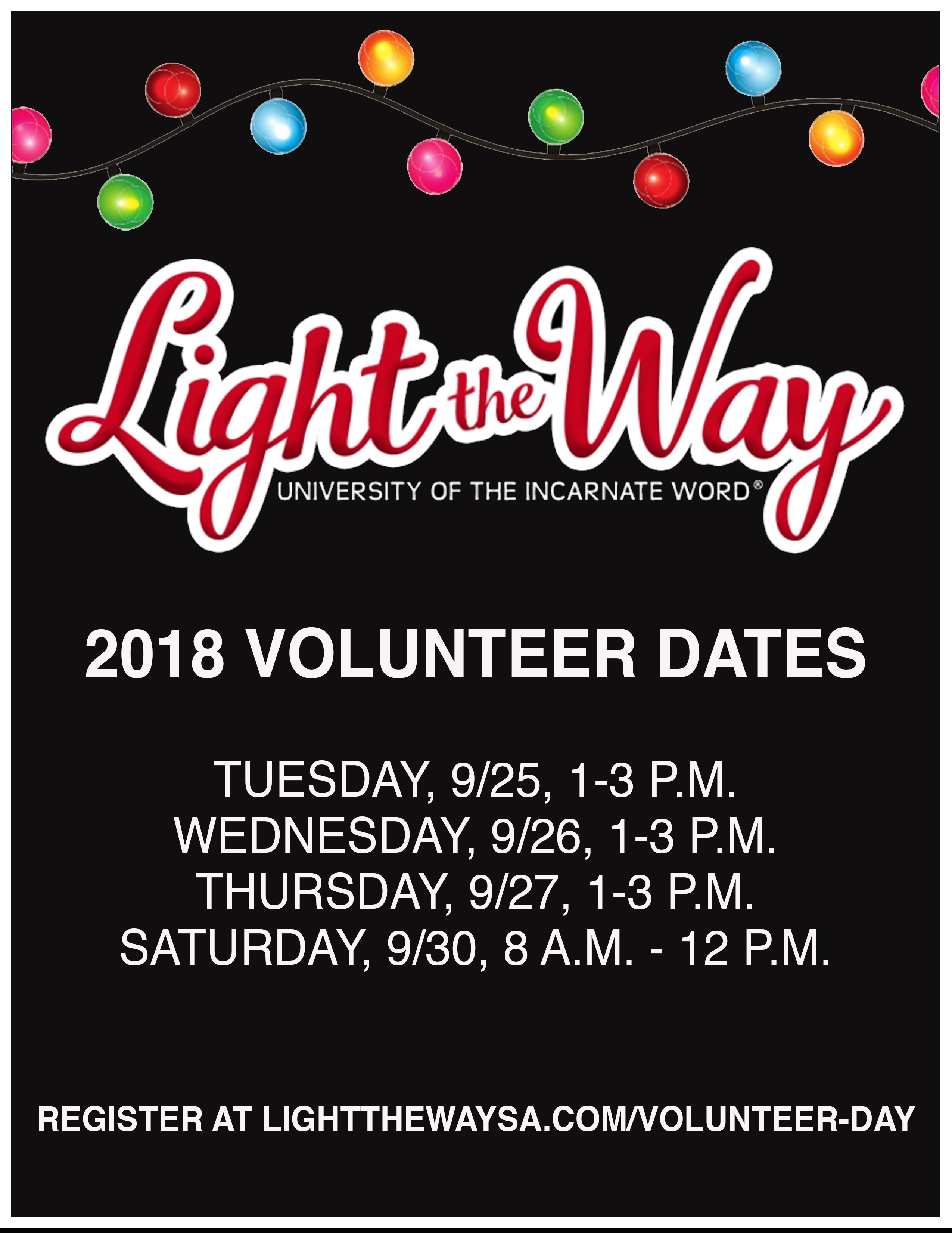 Light the Way UIW Volunteer Dates