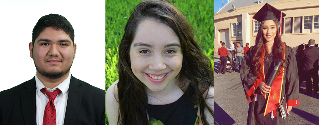 Headshots of Antonio Bocanegra II, Gabrielle Yanez, Briana Caballero  