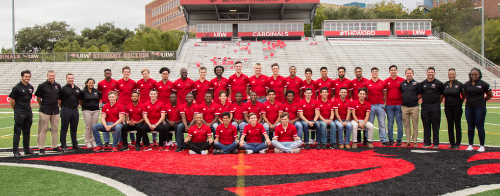A group portrait of the UIW men's track and field team