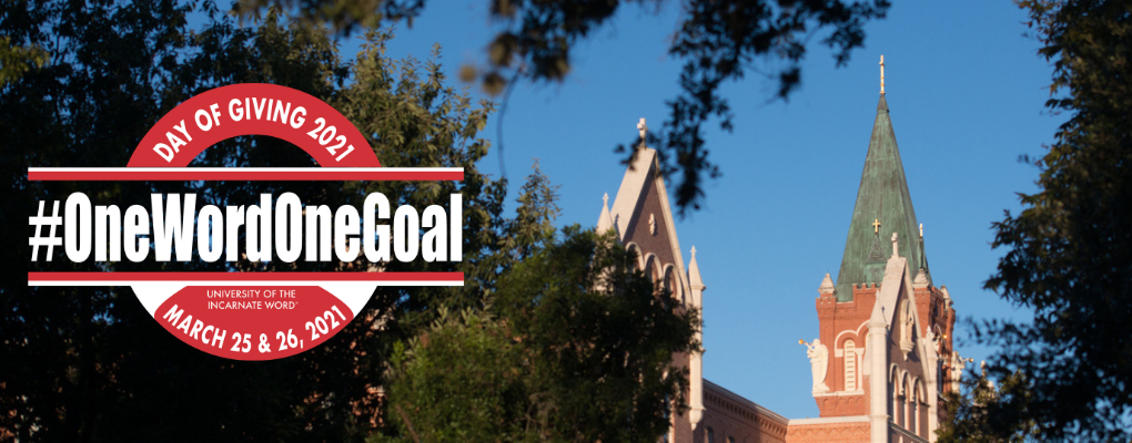 An image of a steeple with the UIW Day of Giving logo