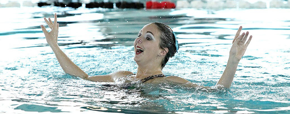 A synchronized swimmer performs