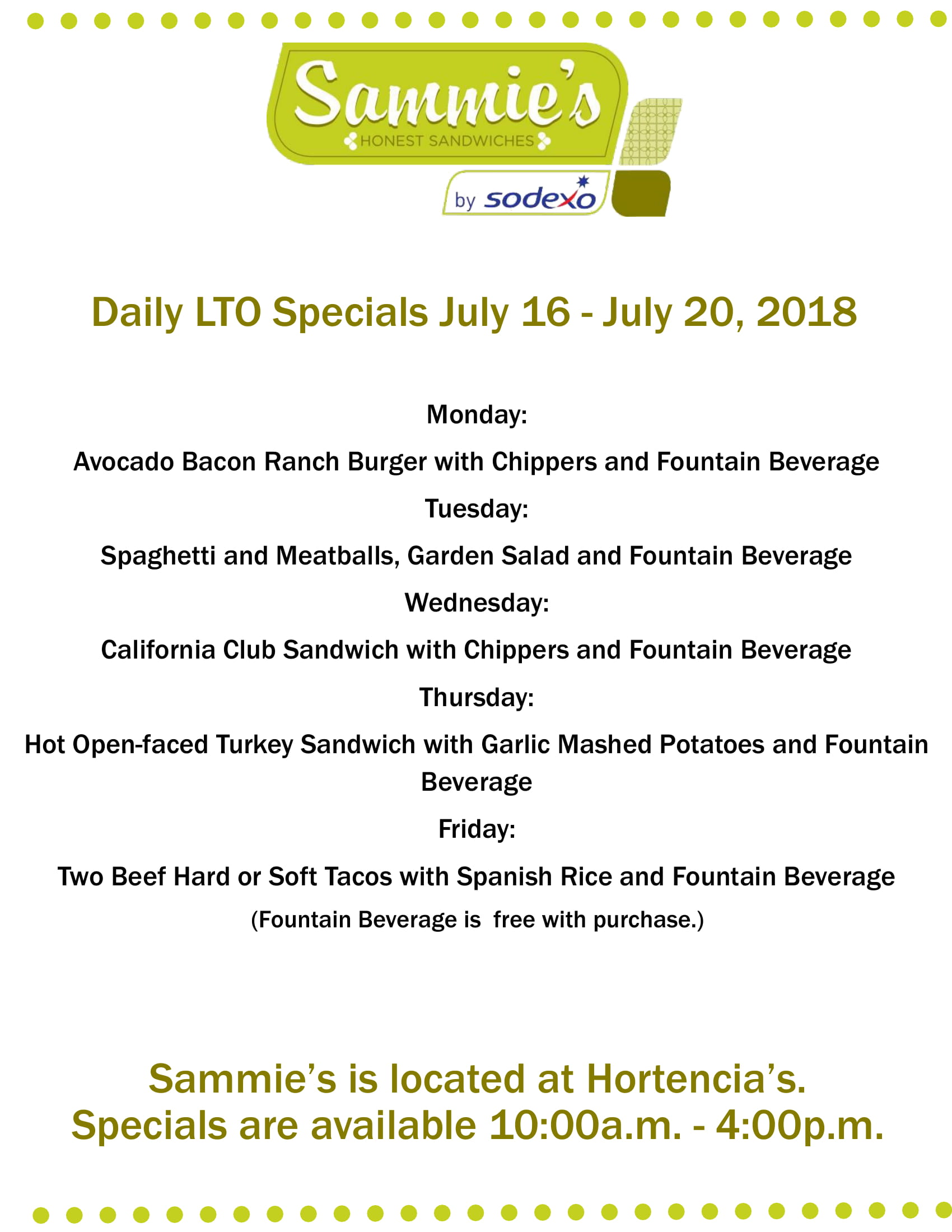 sammie's hortencia's summer specials 2018