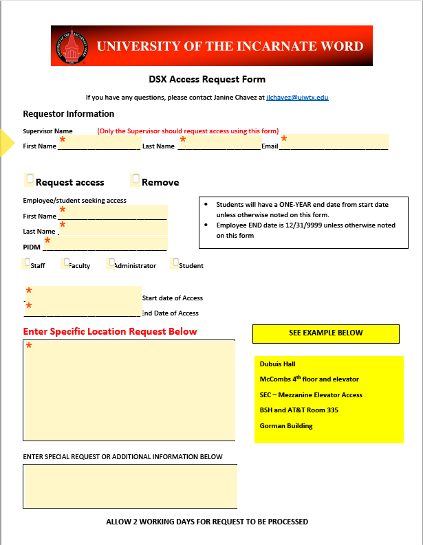 DSX Access Form image