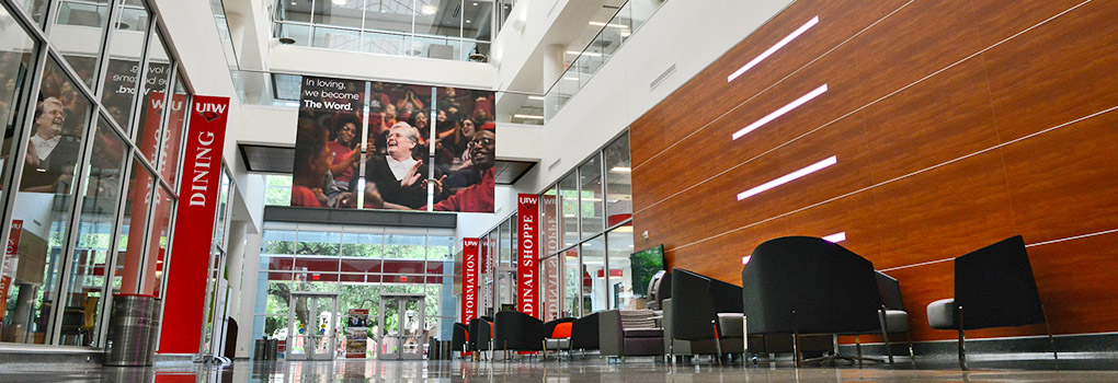 student engagement center main entrance hallway