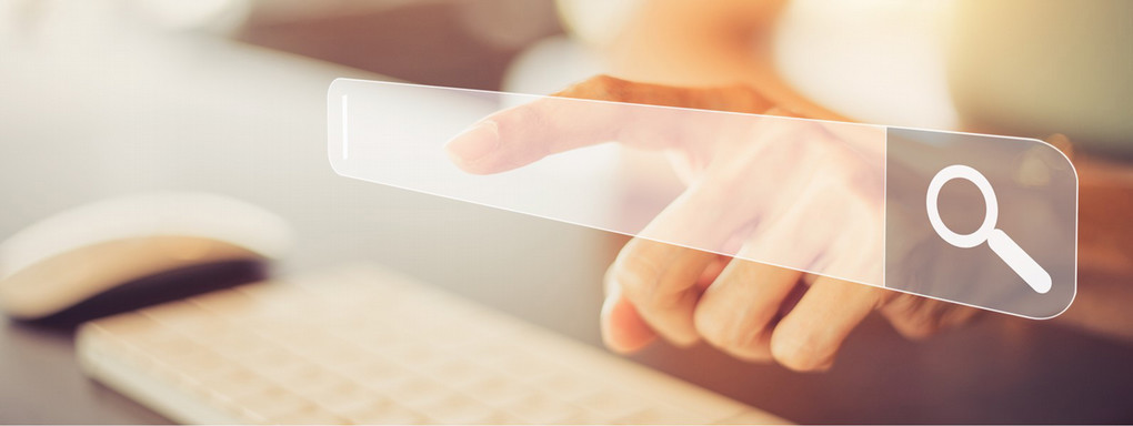 Person touching a search bar