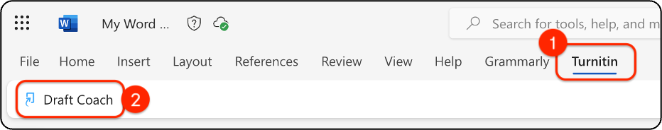 turnitin draft coach add-on menu option