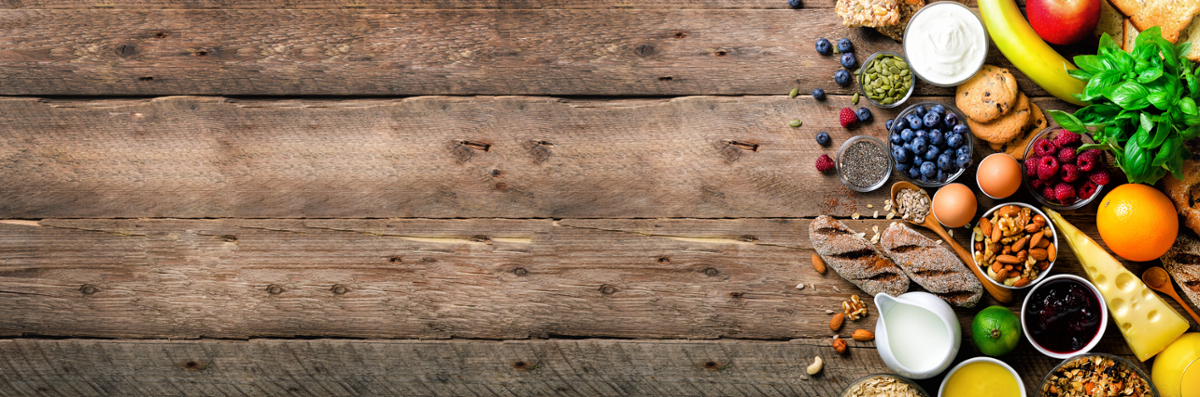 Healthy Breakfast Ingredients on Wooden Rustic Table